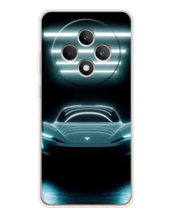 Чехол для OPPO Reno 12 F с картинкой «Tesla в неоне»