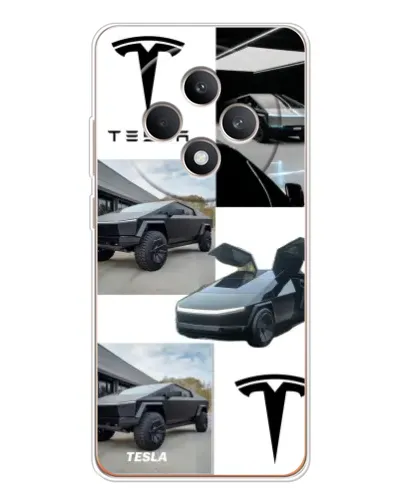 Чехол для OPPO Reno 12 F с картинкой «Коллаж Cybertruck Tesla»
