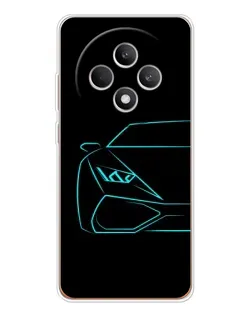 Чехол для OPPO Reno 12 F с картинкой «Голубой силуэт Lamborghini»
