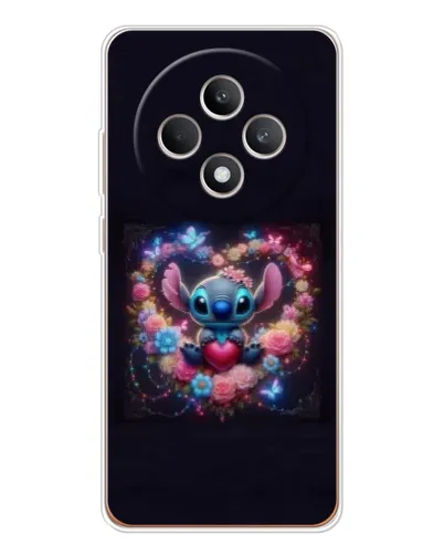 Чехол для OPPO Reno 12 F с картинкой «Stitch в цветах»
