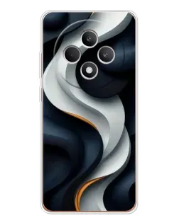 Чехол для OPPO Reno 12 F с картинкой «Объемные черно-белые ленты»