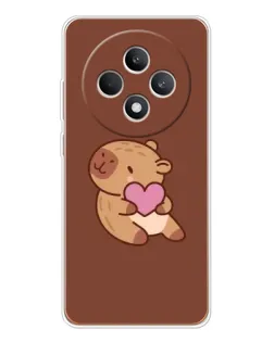 Чехол для OPPO Reno 12 F с картинкой «Капибара с сердцем»