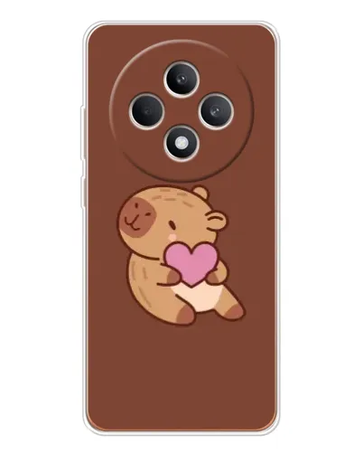 Чехол для OPPO Reno 12 F с картинкой «Капибара с сердцем»