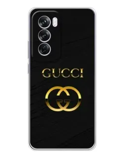 Чехол для OPPO Reno 12 Pro с картинкой «Золотой логотип Gucci»