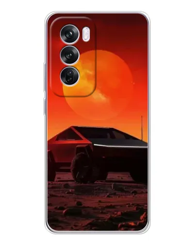 Чехол для OPPO Reno 12 Pro с картинкой «Cybertruck на Марсе»