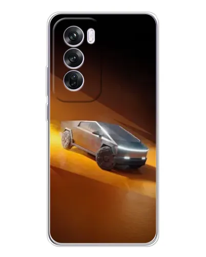 Чехол для OPPO Reno 12 Pro с картинкой «Cybertruck в пустыне»