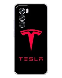 Чехол для OPPO Reno 12 Pro с картинкой «Tesla Red Logo»