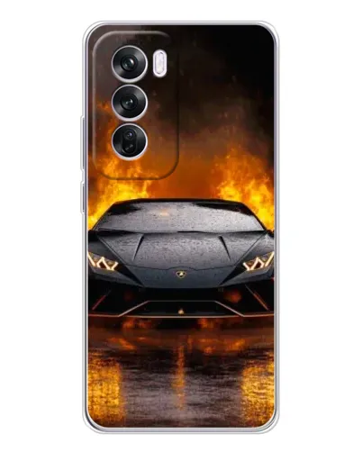 Чехол для OPPO Reno 12 Pro с картинкой «Lamborghini в огне»