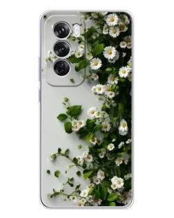 Чехол для OPPO Reno 12 Pro с картинкой «Ветка мелких белых цветов»
