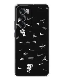 Чехол для OPPO Reno 12 с картинкой «Nike Black Pattern»