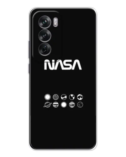 Чехол для OPPO Reno 12 с картинкой «NASA — технический принт»