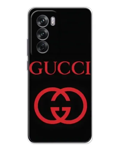 Чехол для OPPO Reno 12 с картинкой «Gucci — красный логотип»