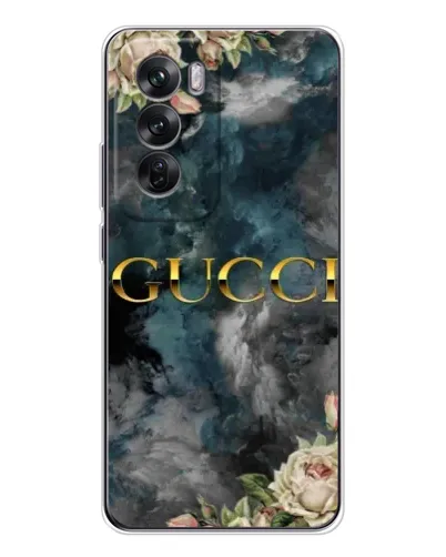 Чехол для OPPO Reno 12 с картинкой «Абстрактные цветы Gucci»