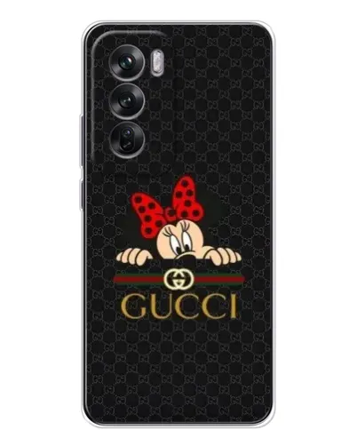 Чехол для OPPO Reno 12 с картинкой «Минни Маус Gucci — черный»