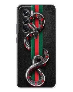 Чехол для OPPO Reno 12 с картинкой «Gucci — змея на полосе» Чехол для OPPO Reno 12 с картинкой «Gucci — змея на полосе»