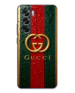 Чехол для OPPO Reno 12 с картинкой «Gucci — фирменная полоса и золото» Чехол для OPPO Reno 12 с картинкой «Gucci — фирменная полоса и золото»