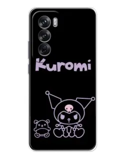 Чохол для OPPO Reno 12 з картинкою «Kuromi — чорний мінімалізм»