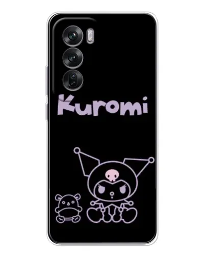 Чехол для OPPO Reno 12 с картинкой «Kuromi — черный минимализм»