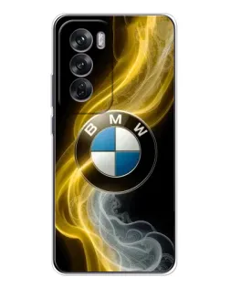 Чехол для OPPO Reno 12 с картинкой «Золотистый дым BMW»