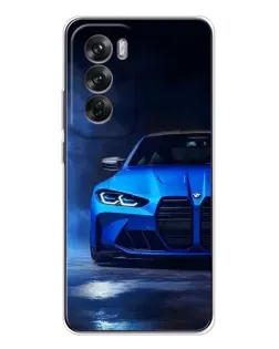 Чехол для OPPO Reno 12 с картинкой «Голубая BMW M4»