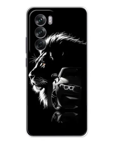 Чехол для OPPO Reno 12 с картинкой «BMW и лев»