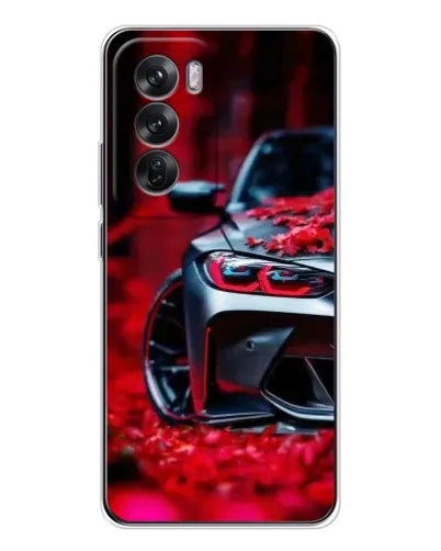 Чехол для OPPO Reno 12 с картинкой «Спортивная BMW и цветы»