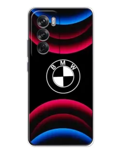 Чехол для OPPO Reno 12 с картинкой «Логотип BMW и неоновые дуги»