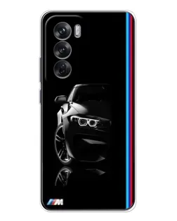 Чехол для OPPO Reno 12 с картинкой «Силуэт BMW в темноте»