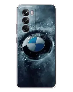 Чехол для OPPO Reno 12 с картинкой «Логотип BMW — лед»