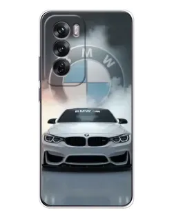 Чехол для OPPO Reno 12 с картинкой «BMW в белом дыму»