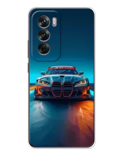 Чехол для OPPO Reno 12 с картинкой «BMW — огни неона»