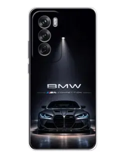 Чехол для OPPO Reno 12 с картинкой «BMW сквозь ночной город»