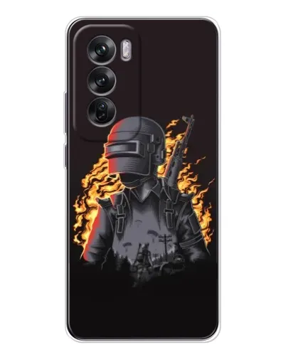 Чохол для OPPO Reno 12 з картинкою «PUBG — вогняний силует»