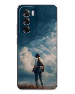 Чохол для OPPO Reno 12 з картинкою «Герой PUBG на скелі»