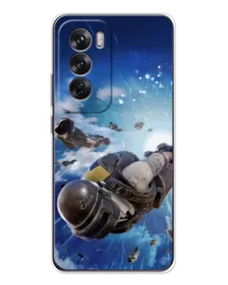 Чохол для OPPO Reno 12 з картинкою «Десант PUBG — стрибок»