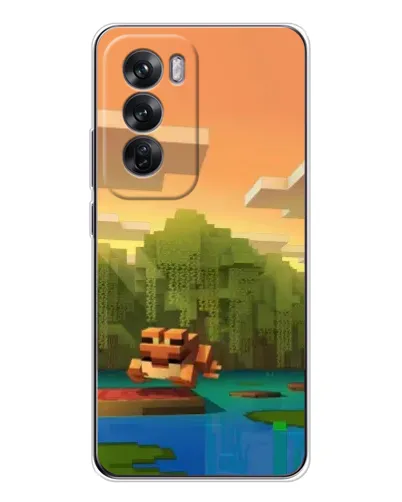 Чохол для OPPO Reno 12 з картинкою «Майнкрафт захід сонця»