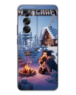 Чохол для OPPO Reno 12 з картинкою «Зимовий Minecraft»