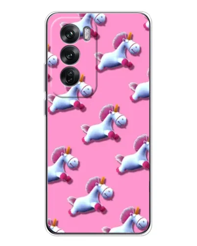 Чехол для OPPO Reno 12 с картинкой «Единороги на розовом»