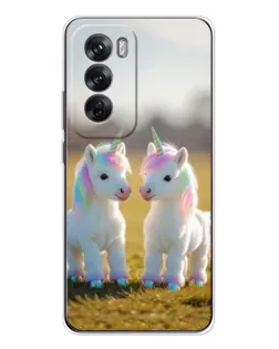 Чехол для OPPO Reno 12 с картинкой «Пара единорогов»