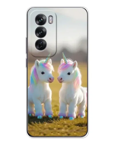 Чехол для OPPO Reno 12 с картинкой «Пара единорогов»