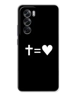 Чехол для OPPO Reno 12 с картинкой «Крест и Сердце»