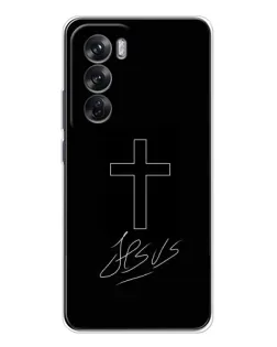 Чохол для OPPO Reno 12 з картинкою «Графічний хрест Jesus»