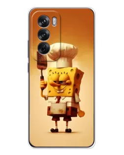 Чехол для OPPO Reno 12 с картинкой «Губка Боб повар»