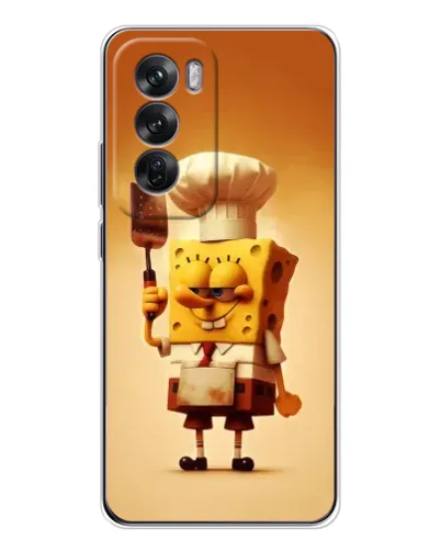 Чехол для OPPO Reno 12 с картинкой «Губка Боб повар»
