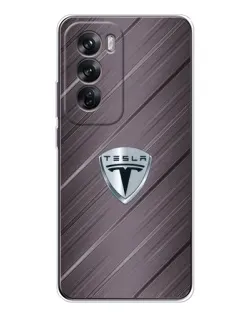 Чохол для OPPO Reno 12 з картинкою «Металева текстура Tesla»