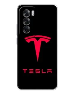 Чохол для OPPO Reno 12 з картинкою «Tesla Red Logo»