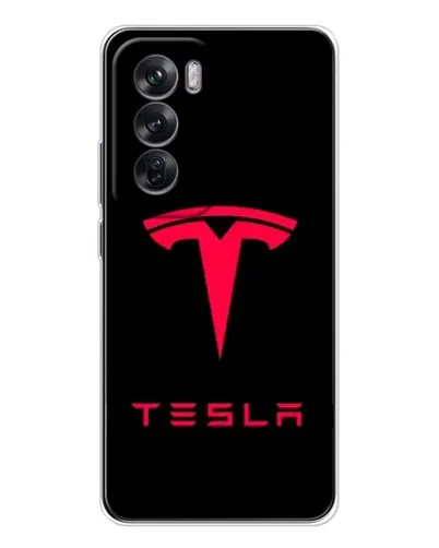 Чохол для OPPO Reno 12 з картинкою «Tesla Red Logo»
