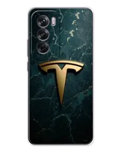 Чохол для OPPO Reno 12 з картинкою «Мармурова Tesla Gold»