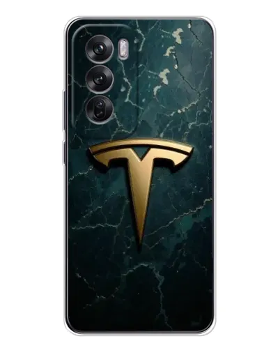 Чохол для OPPO Reno 12 з картинкою «Мармурова Tesla Gold»