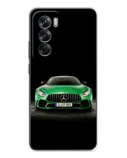 Чехол для OPPO Reno 12 с картинкой «Mercedes — неоновый лого»